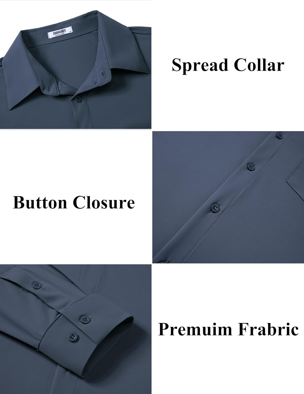 image:imageCOOFANDY Mens Muscle Fit Dress Shirts Wrinkle Free Long Sleeve Button Down ShirtDenim Blue