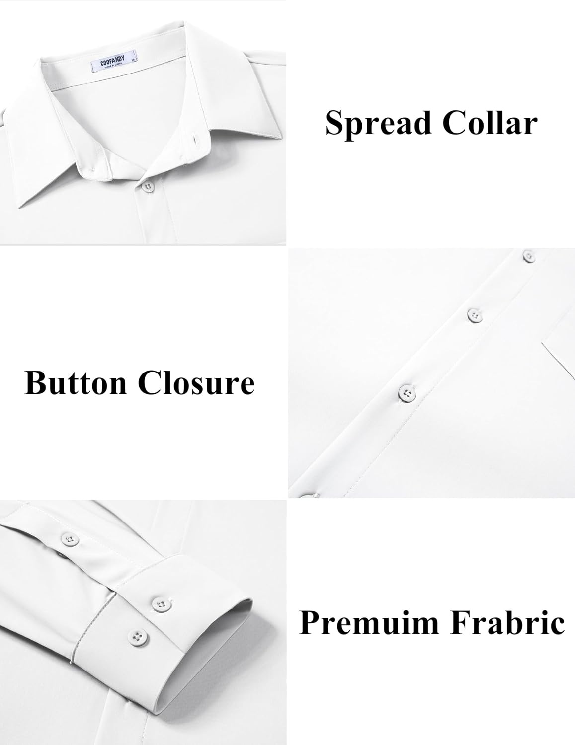 image:imageCOOFANDY Mens Muscle Fit Dress Shirts Wrinkle Free Long Sleeve Button Down ShirtWhite