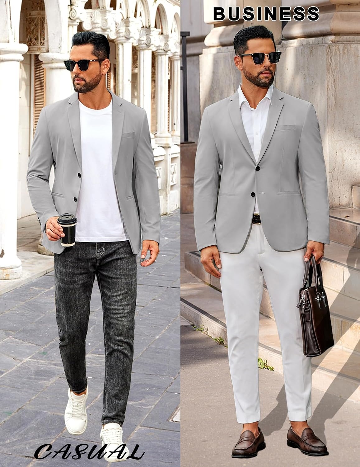 image:imageCOOFANDY Mens Sport Coat Casual Slim Fit Blazer JacketLight Grey