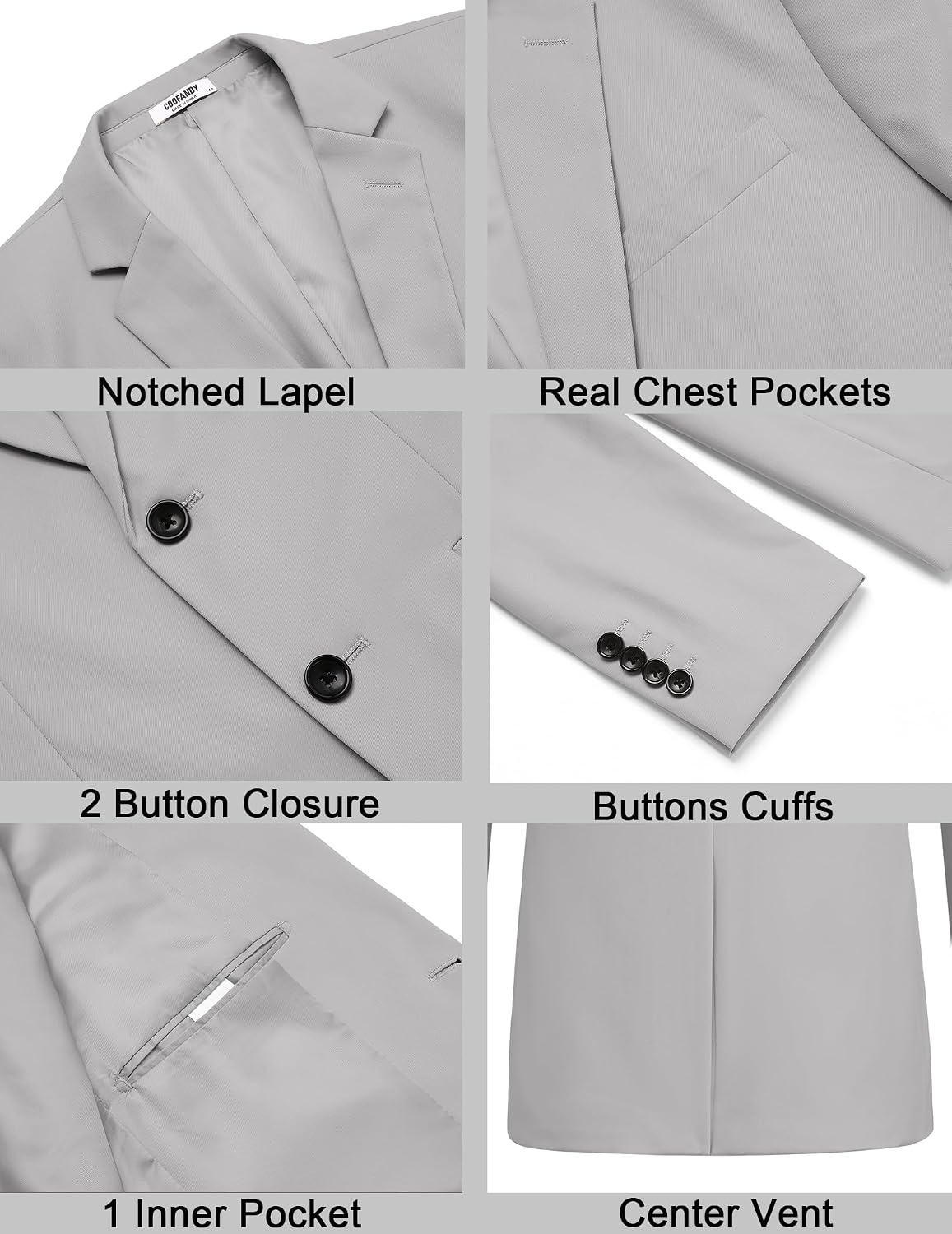 image:imageCOOFANDY Mens Sport Coat Casual Slim Fit Blazer JacketLight Grey
