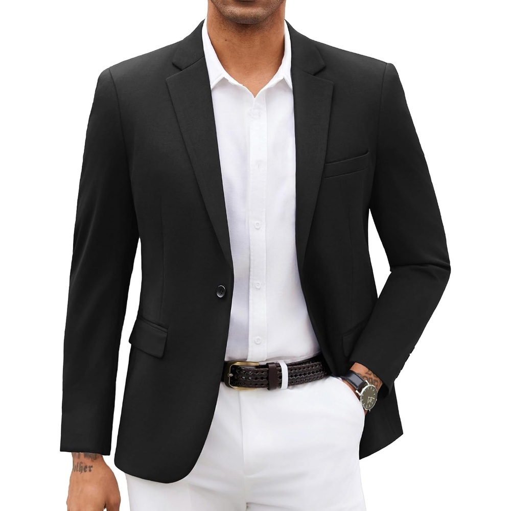 image:imageCOOFANDY Men Blazer Jacket Lightweight Knit Sport Coats Casual Suit JacketsBlack