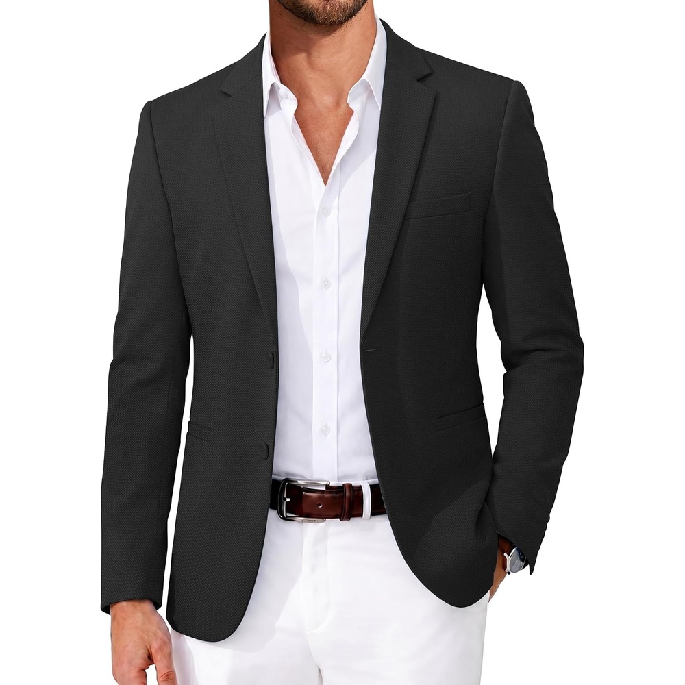 image:imageCOOFANDY Mens Casual Blazer Slim Fit Two Button Knit Sport CoatBlack