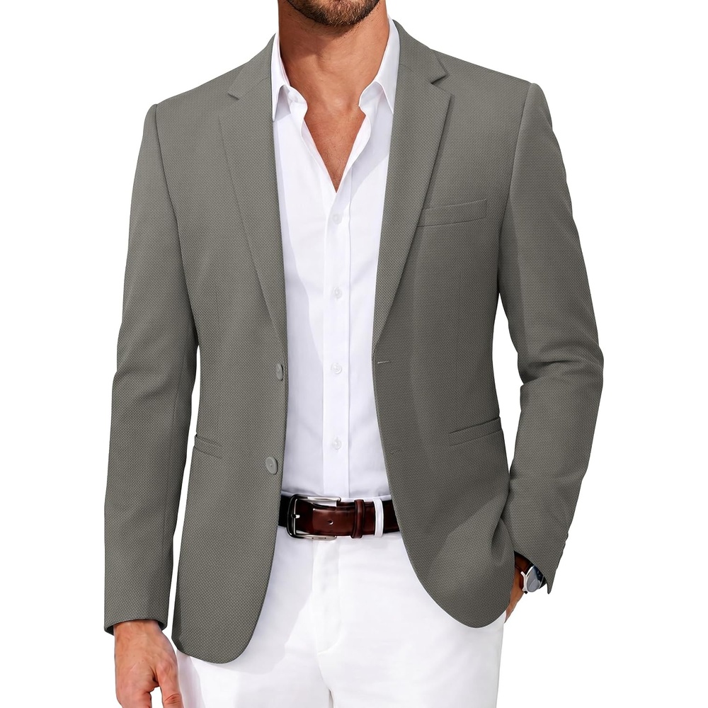 image:imageCOOFANDY Mens Casual Blazer Slim Fit Two Button Knit Sport CoatDark Grey