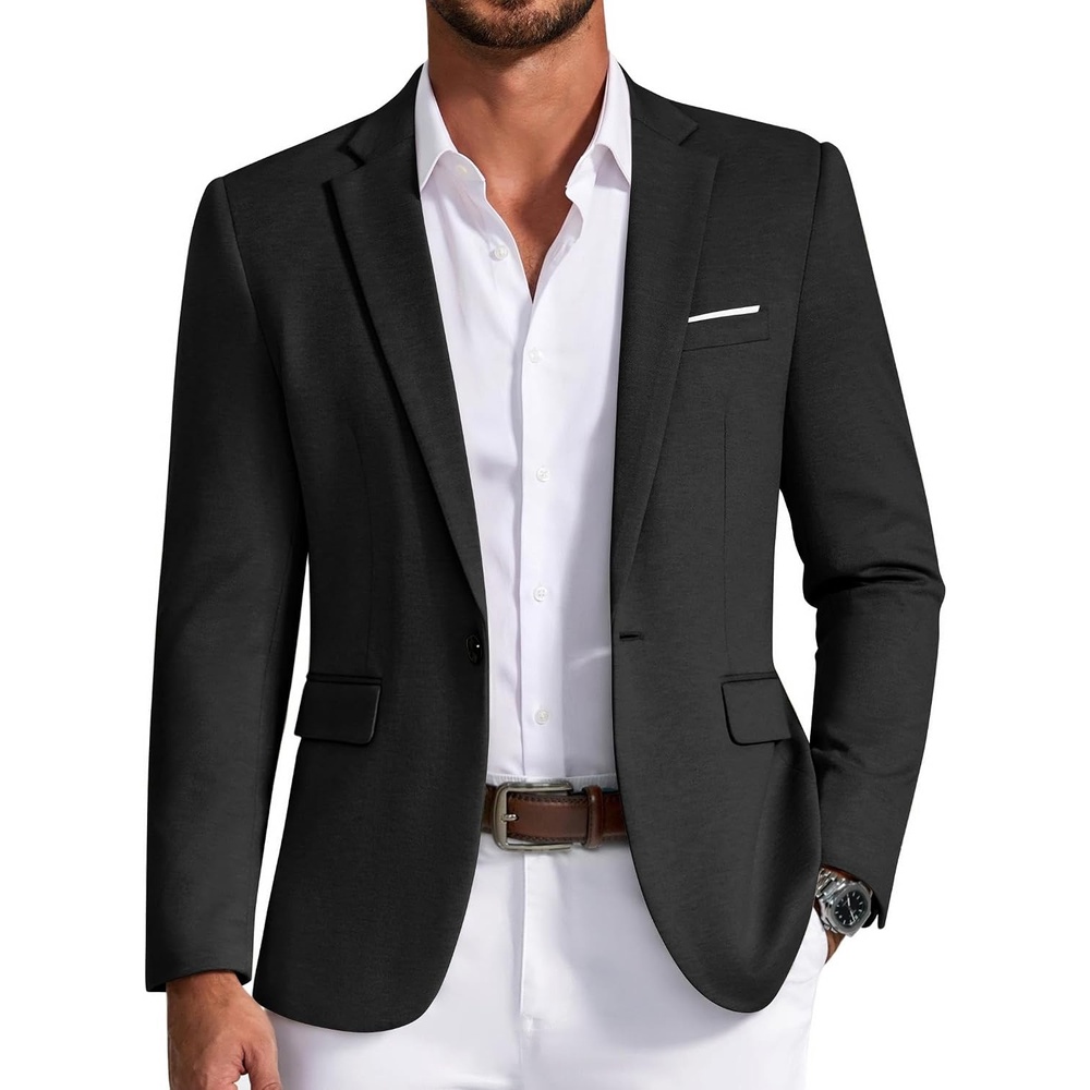 image:imageCOOFANDY Mens Casual Knit Blazer Sport Coats Business Suit JacketBlack
