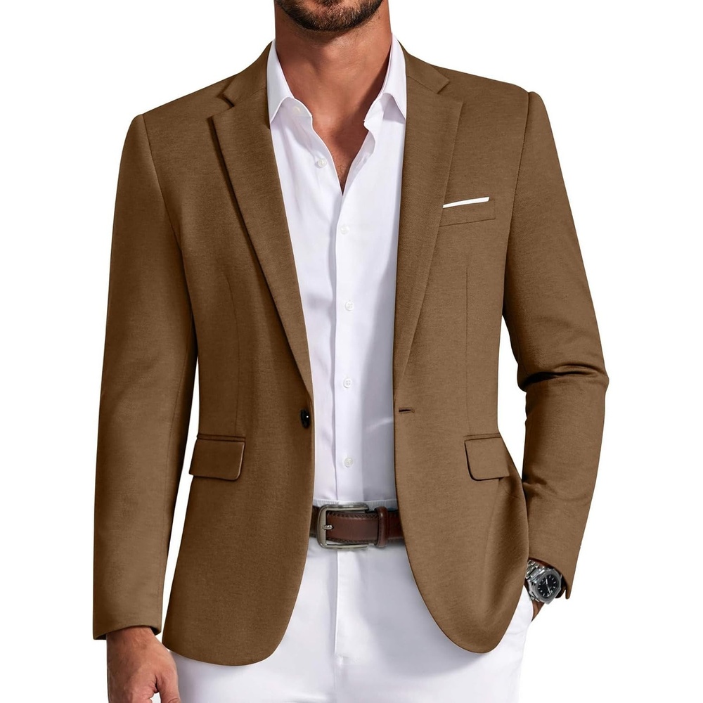 image:imageCOOFANDY Mens Casual Knit Blazer Sport Coats Business Suit JacketBrown