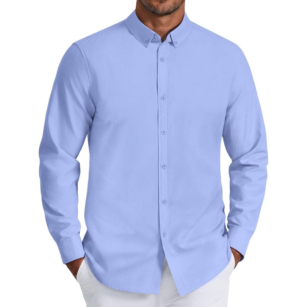 image:imageCOOFANDY Mens Oxford Shirt Long Sleeve Dress Shirt Casual Button Down ShirtBlue