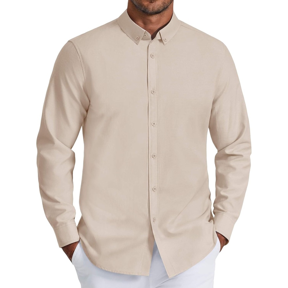 image:imageCOOFANDY Mens Oxford Shirt Long Sleeve Dress Shirt Casual Button Down ShirtKhaki