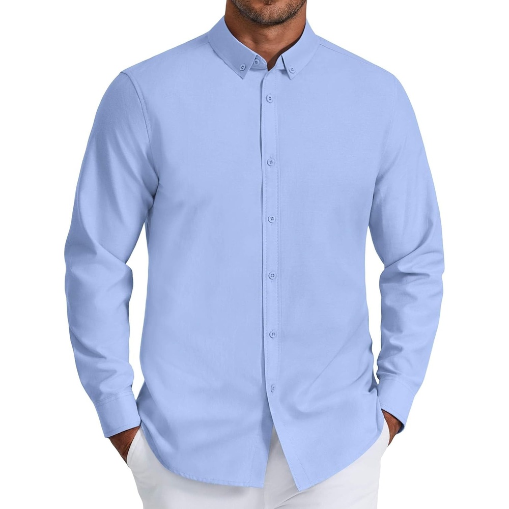 image:imageCOOFANDY Mens Oxford Shirt Long Sleeve Dress Shirt Casual Button Down ShirtLight Blue