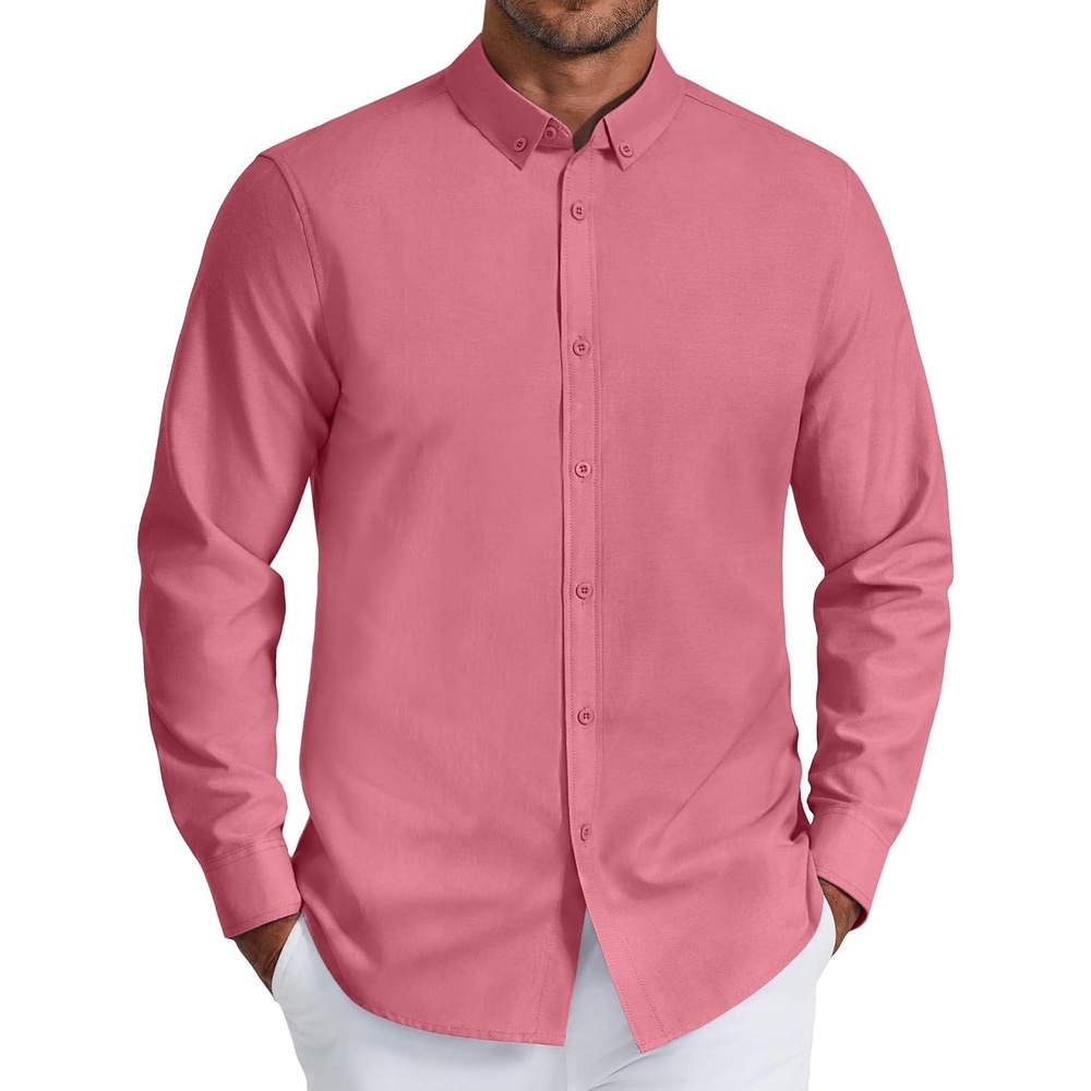 image:imageCOOFANDY Mens Oxford Shirt Long Sleeve Dress Shirt Casual Button Down ShirtRed