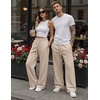 COOFANDY Men’s Casual Baggy Sweatpants Cotton Wide Leg Drawstring Pants(Beige)