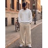 COOFANDY Men’s Casual Baggy Sweatpants Cotton Wide Leg Drawstring Pants(Beige)