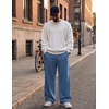 COOFANDY Men’s Casual Baggy Sweatpants Cotton Wide Leg Drawstring Pants(Blue)