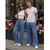 COOFANDY Men’s Casual Baggy Sweatpants Cotton Wide Leg Drawstring Pants(Blue)