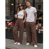 COOFANDY Men’s Casual Baggy Sweatpants Cotton Wide Leg Drawstring Pants(Brown)
