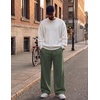 COOFANDY Men’s Casual Baggy Sweatpants Cotton Wide Leg Drawstring Pants(Dark Green)