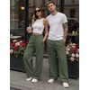 COOFANDY Men’s Casual Baggy Sweatpants Cotton Wide Leg Drawstring Pants(Dark Green)
