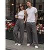 COOFANDY Men’s Casual Baggy Sweatpants Cotton Wide Leg Drawstring Pants(Dark Grey)