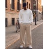 COOFANDY Men’s Casual Baggy Sweatpants Cotton Wide Leg Drawstring Pants(Khaki)