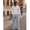 COOFANDY Men’s Casual Baggy Sweatpants Cotton Wide Leg Drawstring Pants(Light Grey)
