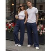 COOFANDY Men’s Casual Baggy Sweatpants Cotton Wide Leg Drawstring Pants(Navy Blue)