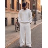 COOFANDY Men’s Casual Baggy Sweatpants Cotton Wide Leg Drawstring Pants(White)