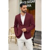 COOFANDY Men’s Casual Blazer Slim Fit Two Button Knit Sport Coat(Burgundy)