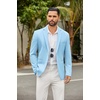COOFANDY Men’s Casual Blazer Slim Fit Two Button Knit Sport Coat(Light Blue)