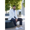 COOFANDY Men’s Casual Blazer Slim Fit Two Button Knit Sport Coat(White)