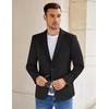 COOFANDY Mens Casual Knit Blazer Stretch Sport Coat Two Button Suit Jackets(Black)