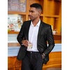 COOFANDY Mens Metallic Jacket Casual Sport Coat 70s Party Disco Outfits(Black)