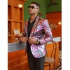 COOFANDY Mens Metallic Jacket Casual Sport Coat 70s Party Disco Outfits(Colored Leaf)