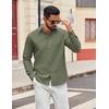 COOFANDY Mens Oxford Shirt Long Sleeve Dress Shirt Casual Button Down Shirt(Army Green)