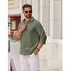 COOFANDY Mens Oxford Shirt Long Sleeve Dress Shirt Casual Button Down Shirt(Army Green)