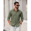COOFANDY Mens Oxford Shirt Long Sleeve Dress Shirt Casual Button Down Shirt(Army Green)
