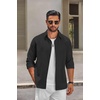 COOFANDY Mens Oxford Shirt Long Sleeve Dress Shirt Casual Button Down Shirt(Black)