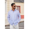 COOFANDY Mens Oxford Shirt Long Sleeve Dress Shirt Casual Button Down Shirt(Check-blue & White)