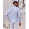 COOFANDY Mens Oxford Shirt Long Sleeve Dress Shirt Casual Button Down Shirt(Check-blue & White)