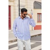 COOFANDY Mens Oxford Shirt Long Sleeve Dress Shirt Casual Button Down Shirt(Check-blue & White)