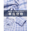 COOFANDY Mens Oxford Shirt Long Sleeve Dress Shirt Casual Button Down Shirt(Check-blue & White)