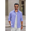 COOFANDY Mens Oxford Shirt Long Sleeve Dress Shirt Casual Button Down Shirt(Denim Blue)