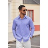 COOFANDY Mens Oxford Shirt Long Sleeve Dress Shirt Casual Button Down Shirt(Denim Blue)