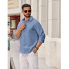 COOFANDY Mens Oxford Shirt Long Sleeve Dress Shirt Casual Button Down Shirt(Grey Blue)