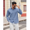 COOFANDY Mens Oxford Shirt Long Sleeve Dress Shirt Casual Button Down Shirt(Grey Blue)
