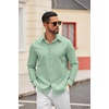 COOFANDY Mens Oxford Shirt Long Sleeve Dress Shirt Casual Button Down Shirt(Grey Green)
