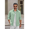 COOFANDY Mens Oxford Shirt Long Sleeve Dress Shirt Casual Button Down Shirt(Grey Green)