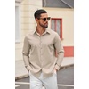 COOFANDY Mens Oxford Shirt Long Sleeve Dress Shirt Casual Button Down Shirt(Khaki)