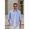 COOFANDY Mens Oxford Shirt Long Sleeve Dress Shirt Casual Button Down Shirt(Light Blue)