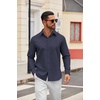 COOFANDY Mens Oxford Shirt Long Sleeve Dress Shirt Casual Button Down Shirt(Navy Blue)
