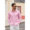 COOFANDY Mens Oxford Shirt Long Sleeve Dress Shirt Casual Button Down Shirt(Pink)