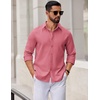 COOFANDY Mens Oxford Shirt Long Sleeve Dress Shirt Casual Button Down Shirt(Red)